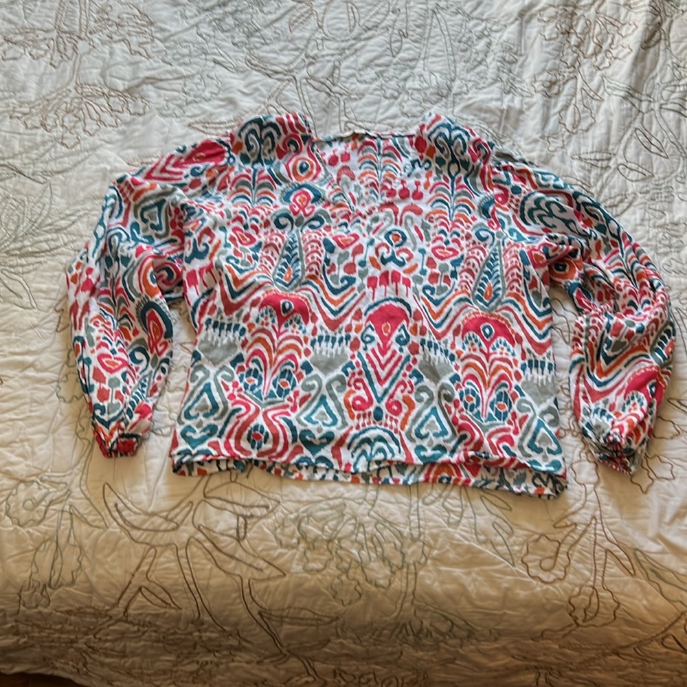 Boden Red and Blue Patterned Blouse